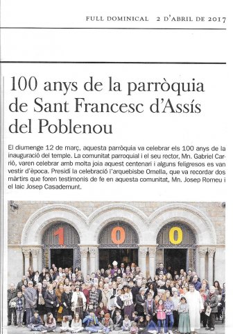 100 anys Sant Francesc d&#039;Assís